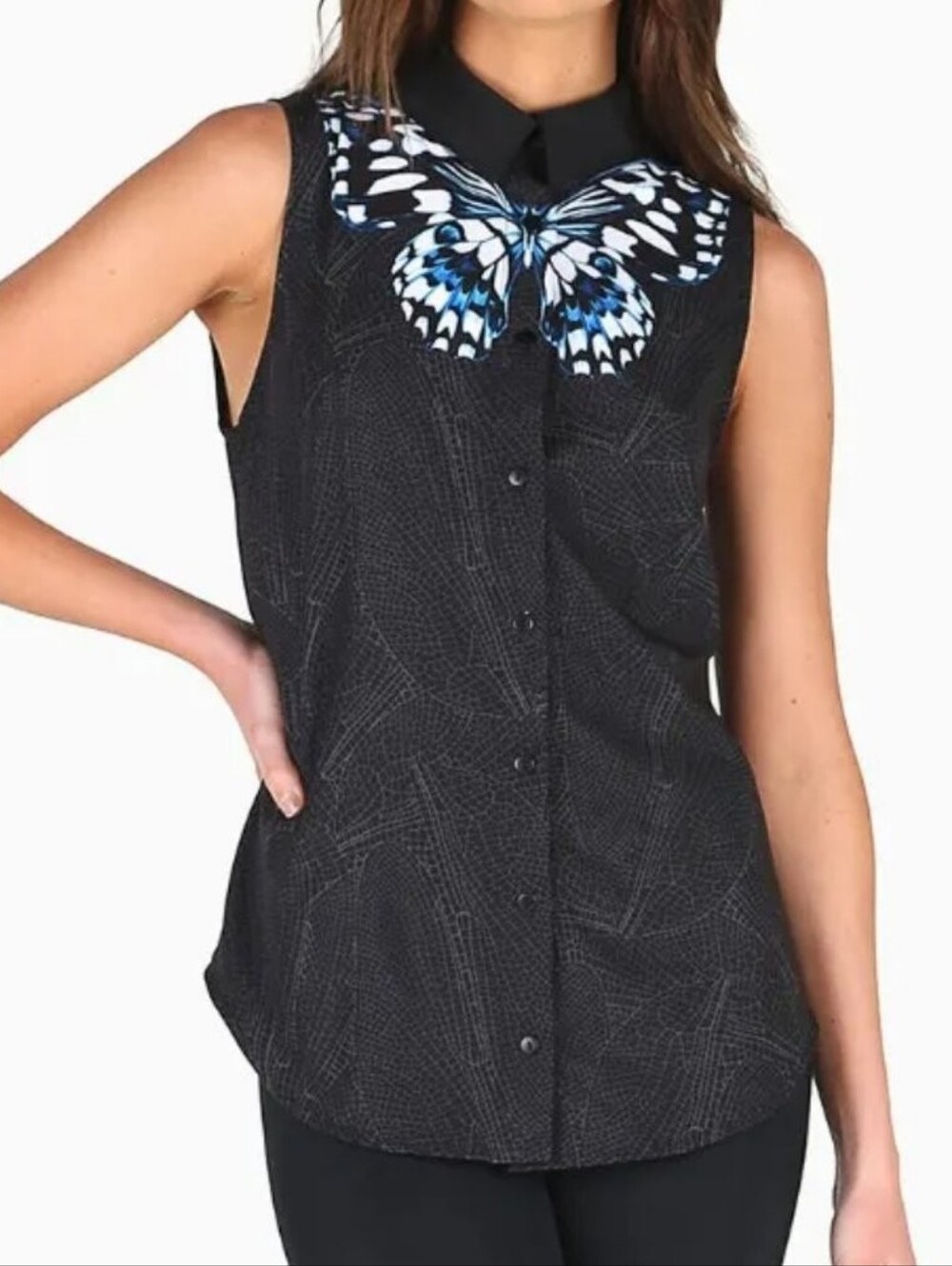 Blackmilk Butterfly & Insect Wing Queen B Business Time Button Up Shirt